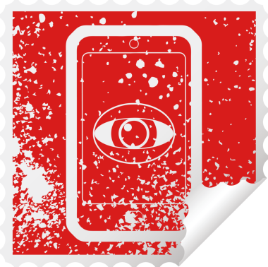 Cep telefonu, bir insan tarafından çizilmiş, sıkıntılı etiket resimlerini izliyor.