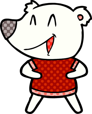 Bir insan tarafından çizilmiş mutlu kutup ayısı karikatürü