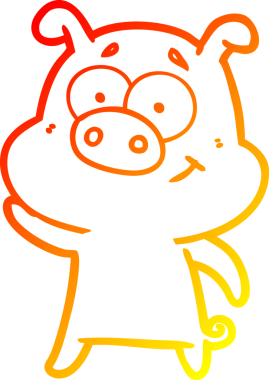 Bir insan tarafından çizilmiş mutlu çizgi film domuzu çizimi.