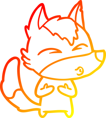 Bir insan tarafından çizilmiş bir kurt çizgi filminin sıcak çizgi çizimi.