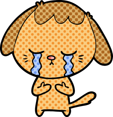 Bir insan tarafından çizilmiş ağlayan bir köpek.