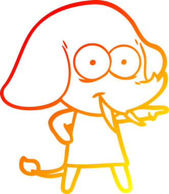 Bir insan tarafından çizilmiş mutlu bir filin sıcak çizgi çizimi