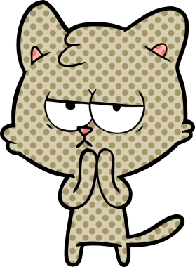 Bir insan tarafından çizilmiş sıkıcı çizgi film kedisi.