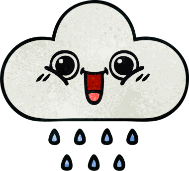 Bir insan tarafından çizilmiş yağmur bulutunun retro grunge desen karikatürü