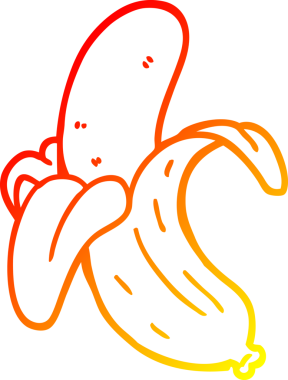 Bir insan tarafından çizilmiş bir muzun sıcak çizgi çizimi