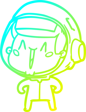 Bir insan tarafından çizilmiş mutlu bir astronotun soğuk gradyan çizimi.