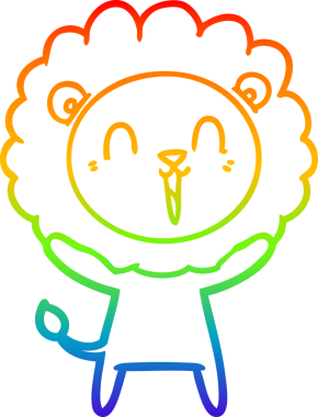 Bir insan tarafından çizilmiş gülen aslan çizgi çizimi.