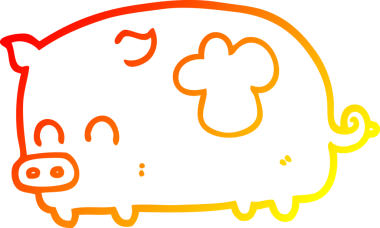 Bir insan tarafından çizilmiş şirin bir domuzun sıcak çizgi çizimi