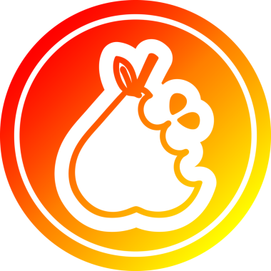 Bir insan tarafından çizilmiş sıcak gradyan bir armut dairesel simgesi