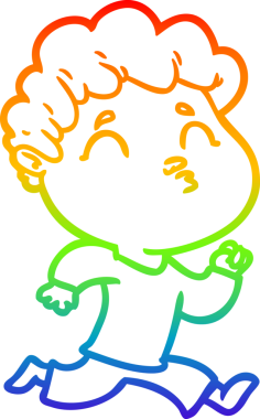 Gökkuşağı gradyan çizgi çizimi bir insan tarafından çizilen bir çizgi film adamı