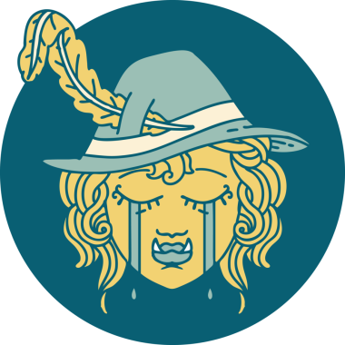 Retro Dövme Biçimi Ağlayan Ork Ozan karakteri Bir insan tarafından çizilmiş