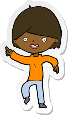 Bir insan tarafından çizilmiş bir karikatür adamın çıkartması.