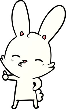 Bir insan tarafından çizilmiş meraklı tavşan çizgi filmi.
