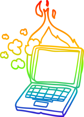 gökkuşağı gradyan çizgi çizimi bir insan tarafından çizilmiş kırık dizüstü bilgisayar