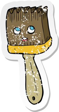 Bir insan tarafından çizilmiş karikatür fırçasının gerilimli yapıştırması