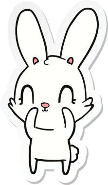 Bir insan tarafından çizilmiş şirin bir tavşanın çıkartması.