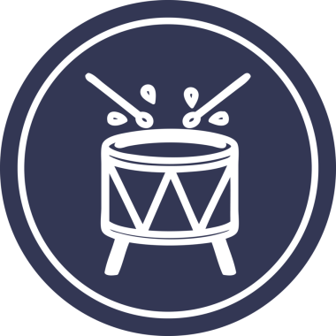 Bir insan tarafından çizilmiş davul yuvarlak simgesi