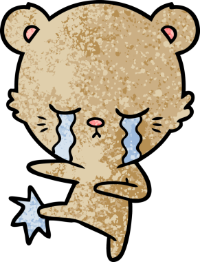 Bir insan tarafından çizilmiş ağlayan ayı karikatürü.