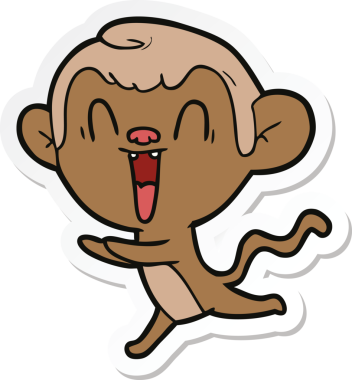 Bir insan tarafından çizilmiş gülen maymun çıkartması.