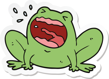 Bir insan tarafından çizilmiş bağıran bir kurbağanın çıkartması.