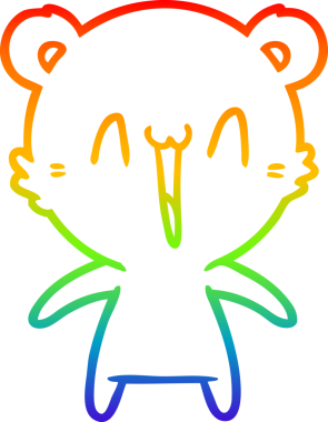 Mutlu kutup ayısı karikatürünü çizen gökkuşağı gradyanı bir insan tarafından çizilmiş.