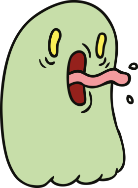 Bir insan tarafından çizilmiş kawai korkunç hayaletinin serbest çizimi.