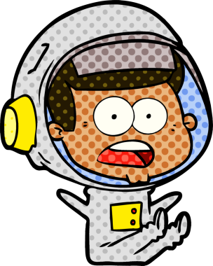 Karikatür bir insan tarafından çizilen astronotu şaşırttı.