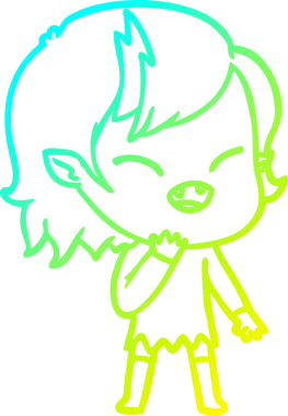 Bir insan tarafından çizilmiş gülen vampir kız çizgi filmi.