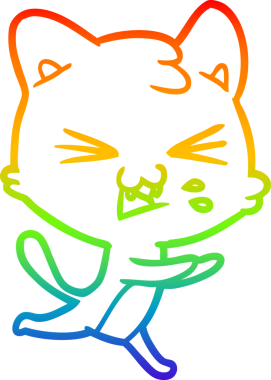 Gökkuşağı gradyan çizgi çizimi Bir insan tarafından çizilmiş bir çizgi kedi tıslama