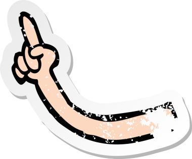 Bir insan tarafından çizilmiş bir karikatür kolunun gerilmiş çıkartması.