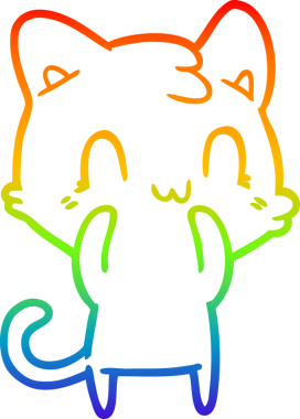 gökkuşağı gradyan çizgi çizimi Bir insan tarafından çizilmiş mutlu kedi