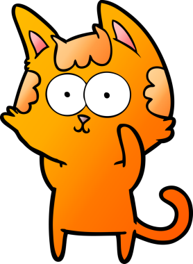 Bir insan tarafından çizilmiş mutlu çizgi film kedisi.