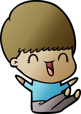 Bir insan tarafından çizilmiş mutlu çizgi film çocuğu.