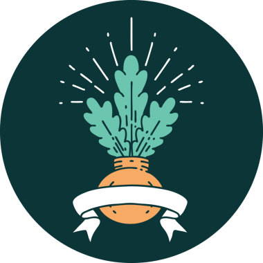 Bir insan tarafından çizilmiş dövme stili bir ev bitkisinin simgesi