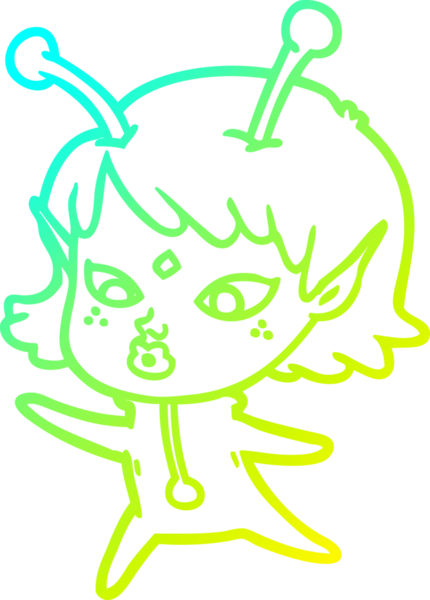 Bir insan tarafından çizilmiş güzel bir uzaylı kız çizimi.