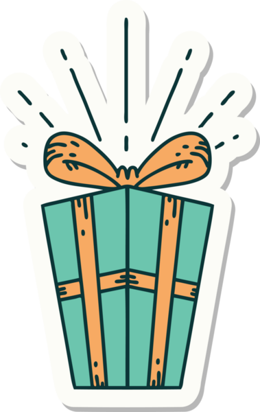 Bir insan tarafından çizilmiş dövme stili Noel hediyesi.