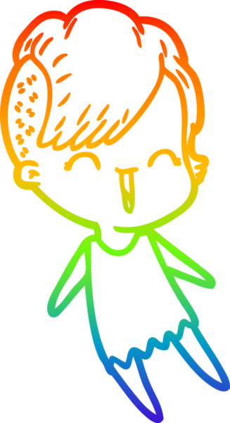 Gökkuşağı gradyan çizgi çizimi Bir insan tarafından çizilmiş mutlu hippi kız