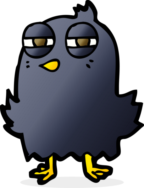 Bir insan tarafından çizilmiş komik çizgi film kuşu.