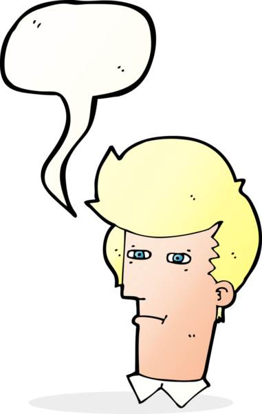 Bir insan tarafından çizilmiş konuşma baloncuğuyla gözlerini kısarak bakan çizgi film adamı.