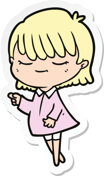 Bir insan tarafından çizilmiş bir karikatür kadının çıkartması.