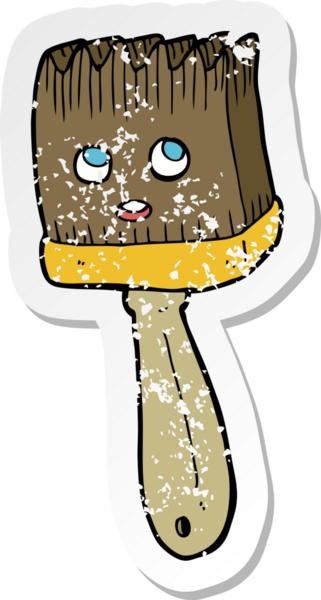 Bir insan tarafından çizilmiş karikatür fırçasının gerilimli yapıştırması