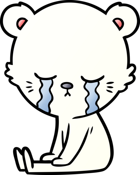 Bir insan tarafından çizilmiş üzgün küçük kutup ayısı çizgi filmi.