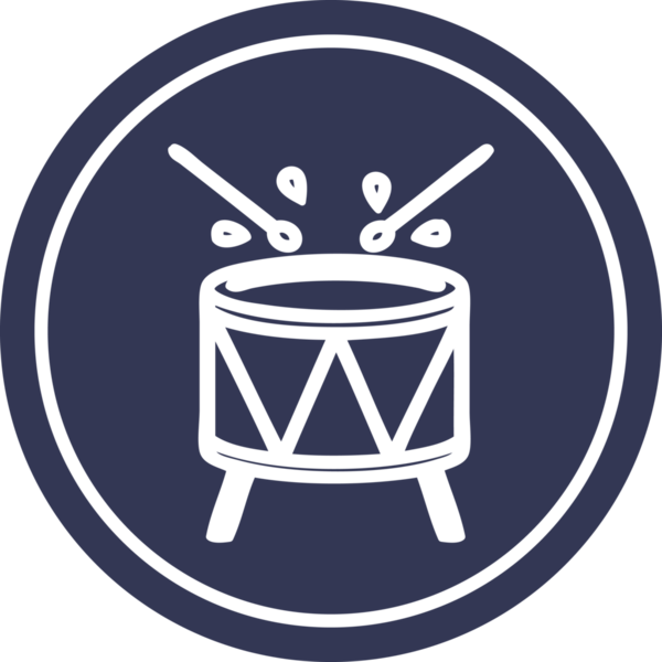 Bir insan tarafından çizilmiş davul yuvarlak simgesi