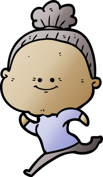 Bir insan tarafından çizilmiş mutlu yaşlı kadın çizgi filmi.