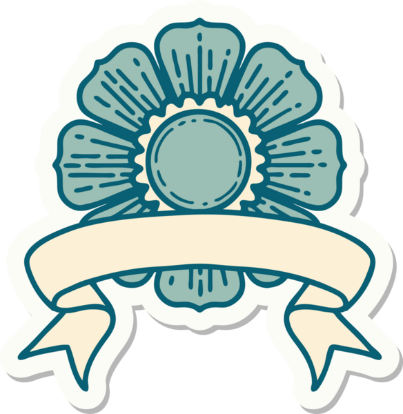 Bir insan tarafından çizilmiş çiçek pankartıyla dövme stili