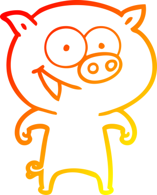 Bir insan tarafından çizilmiş neşeli bir domuz çizgi filmi.