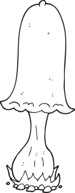 Bir insan tarafından çizilmiş siyah beyaz mantar.