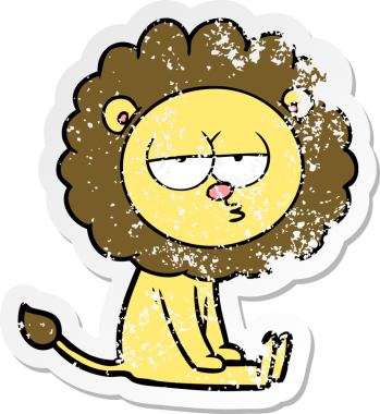 Bir insan tarafından çizilmiş sıkıntılı bir çizgi film çıkartması.