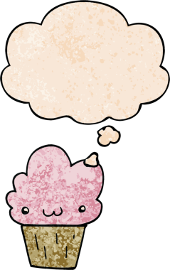 Bir insan tarafından çizilmiş, üzerinde düşünce kabarcığı olan çizgi film keki.