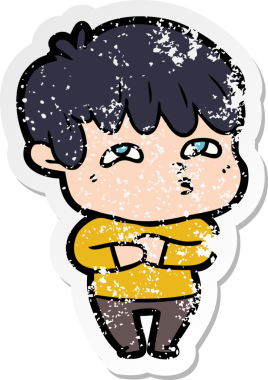 Bir insan tarafından çizilmiş garip bir adamın sıkıntılı çıkartması.